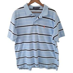 U.S. Polo Assn. Striped Polo Shirt Mens Size 2XL Blue Cotton Casual Preppy